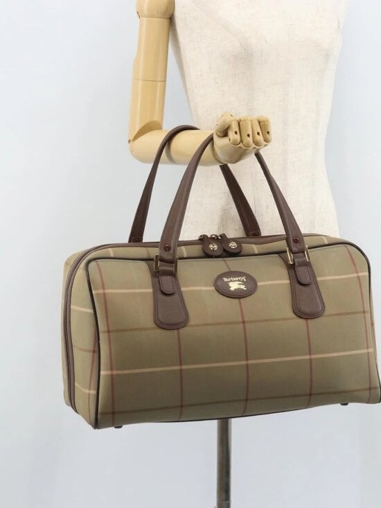 Burberry Handbags - Burberrys Nova Check Boston Bag Canvas Beige Gold
